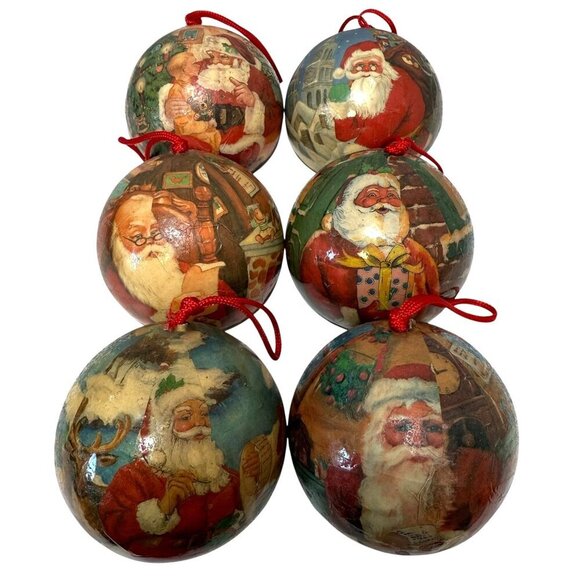 Kurt Adler Christmas Ornaments Santa's World Paper Mache Victorian Retro Holiday - Picture 1 of 14